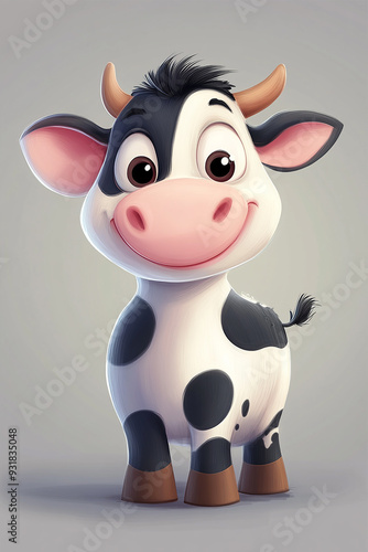 a beautiful cute cow cartoon for bakraeid card and eid poster for Muslim festival generated by AI