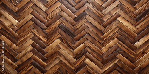 Herringbone Walnut Paneling - Traditional, Intricate, Deep Brown, European