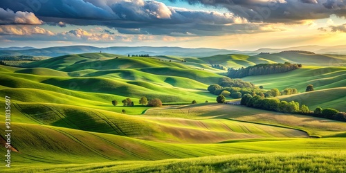 A beautiful landscape with earth and rolling hills, earth, landscape, scenery, nature, outdoors, greenery, hills