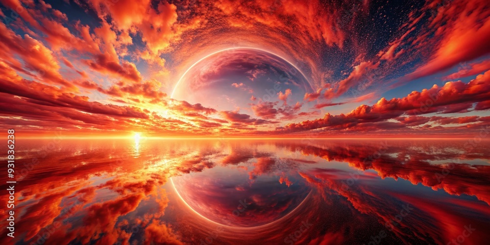 Hyperbolic Horizon: Expansive, limitless, abstract, red, saturated Hyperbolic Horizon: Expansive, limitless, abstract, red, saturated