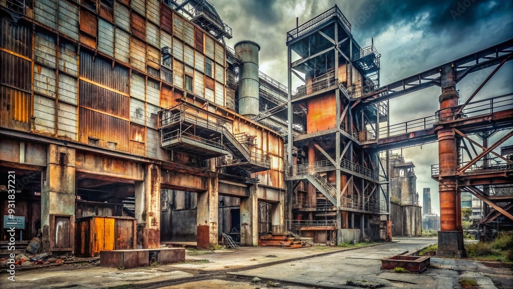 Industrial Decay: Grunge, abandoned factory, rusted metal, crumbling concrete, muted grays and browns Industrial Decay: Grunge, abandoned factory, rusted metal, crumbling concrete, muted grays and browns