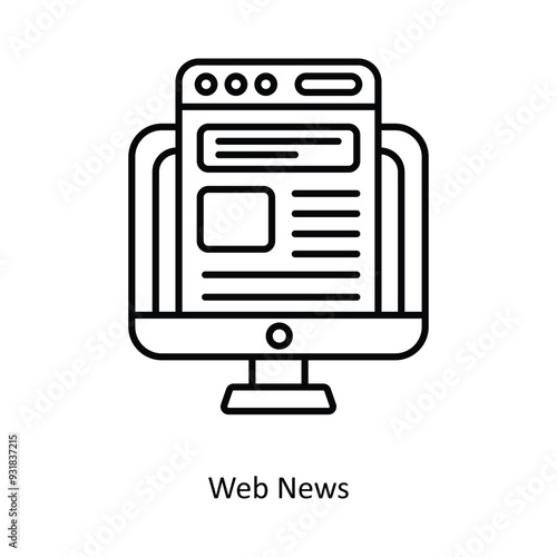 Web News vector filled outline Icon Design illustration. Smart Home and Technology Symbol on White background EPS 10 File