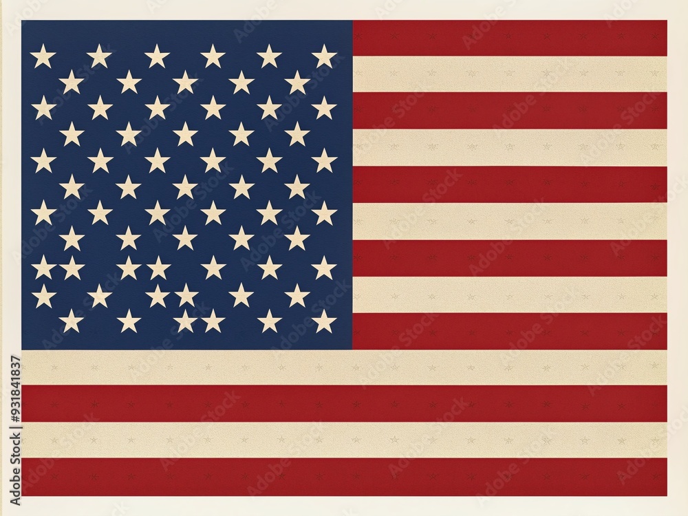 Naklejka premium Minimalist Red, White, and Blue - American flag with simple lines and minimalist design, patriotic, classic, elegant