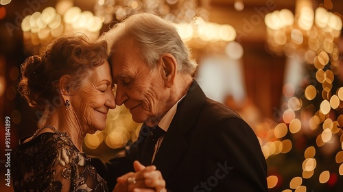 Elderly Couple Dancing Together at Elegant Evening Event photo