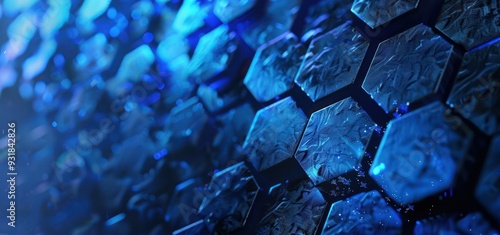 Abstract Hexagon Pattern in Blue