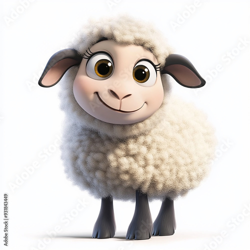 a cute little sheep cartoon for bakraeid card and eid poster for Muslim festival generated by AI photo