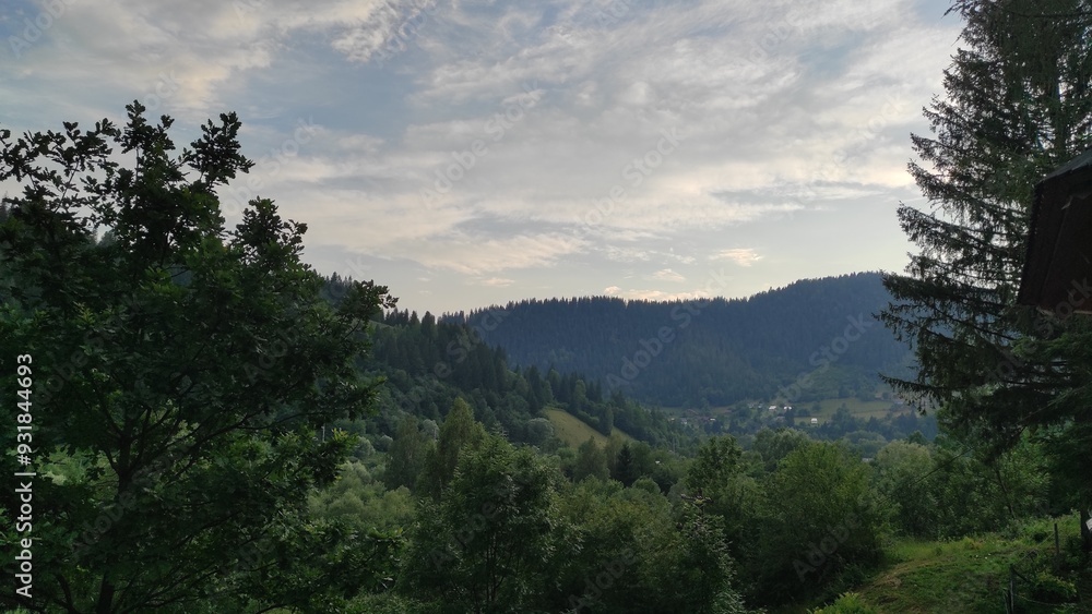 mountains in summer, carpathians, beautiful view of mountains and houses in mountains, countryside mountains in summer, carpathians, beautiful view of mountains and houses in mountains, countryside