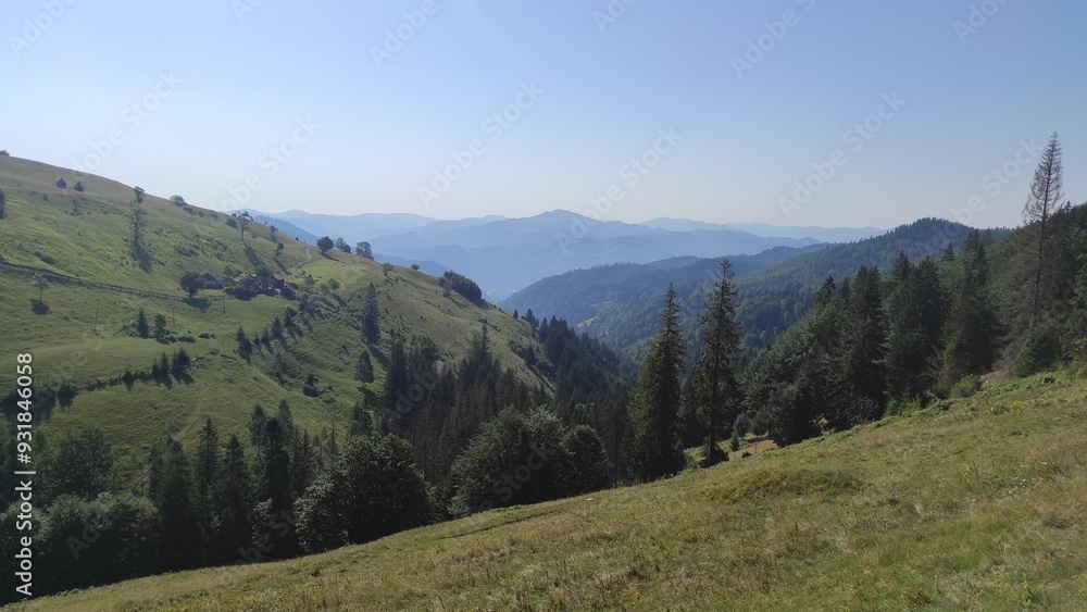 mountains in summer, carpathians, beautiful view of mountains and houses in mountains, countryside mountains in summer, carpathians, beautiful view of mountains and houses in mountains, countryside
