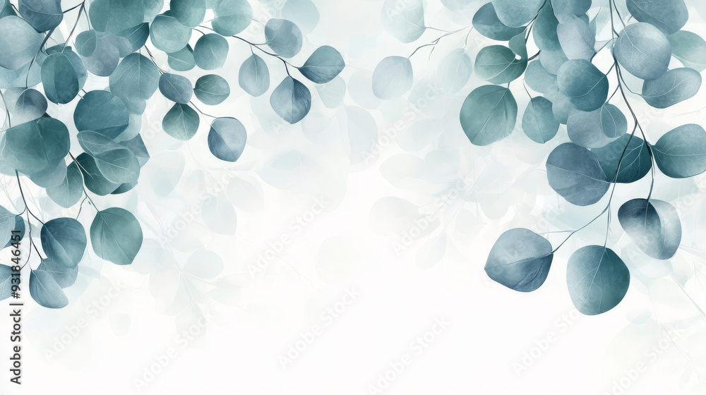 Card featuring a branch and eucalyptus leaves, designed for a wedding ornament concept. Ideal as a floral poster or invitation. Vector illustration for a decorative greeting card or invitation design. Card featuring a branch and eucalyptus leaves, designed for a wedding ornament concept. Ideal as a floral poster or invitation. Vector illustration for a decorative greeting card or invitation design.