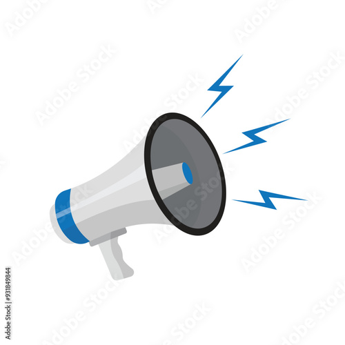  megaphone  flat illustration on isolated white background