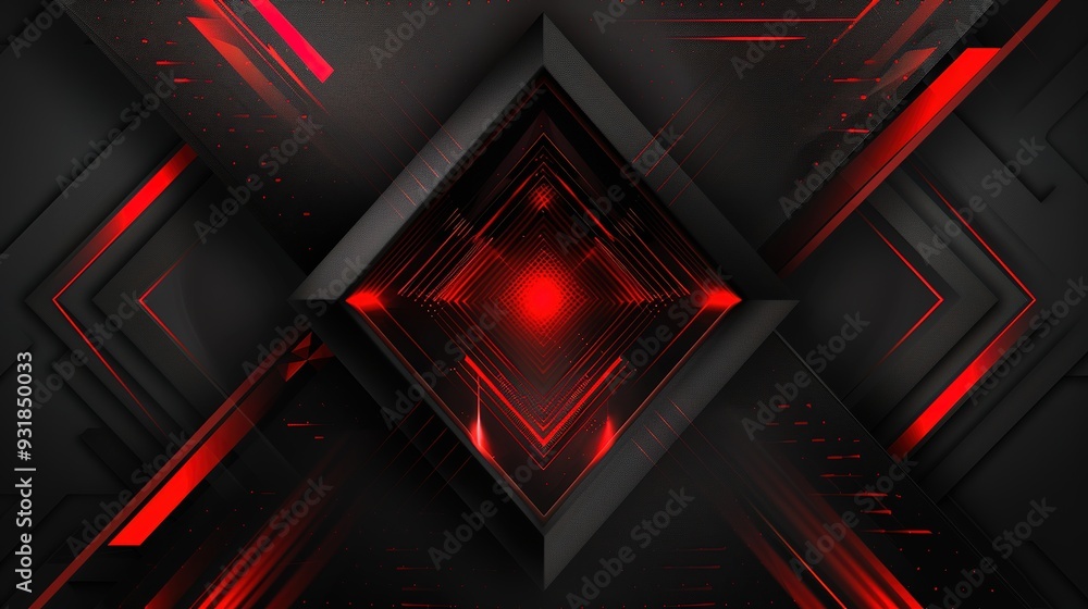Abstract geometric design with red and black colors, perfect for modern technology, gaming or futuristic themes. Abstract geometric design with red and black colors, perfect for modern technology, gaming or futuristic themes.