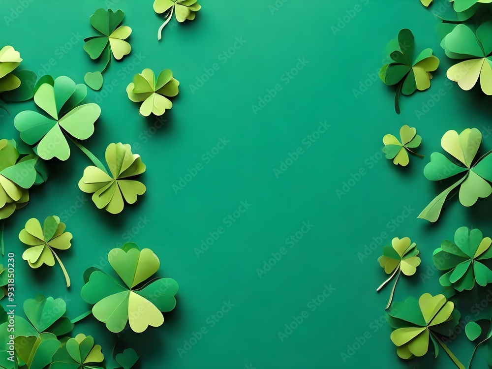 Lucky four-leaf clover with green background Lucky four-leaf clover with green background
