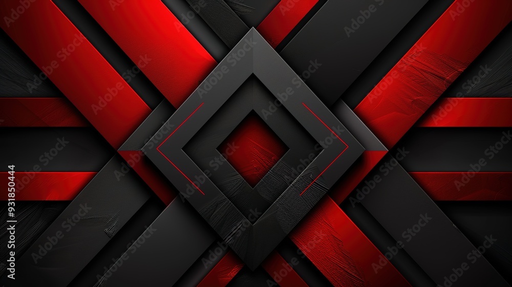Abstract geometric pattern in red and black.
