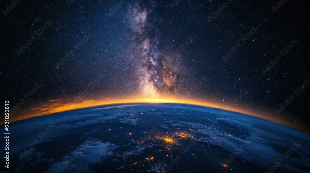 Earth's Horizon with the Milky Way Galaxy Above Earth's Horizon with the Milky Way Galaxy Above