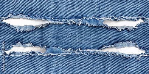 Ripped Denim Abstract: Distressed denim with torn and frayed edges rendered in abstract vector shapes photo