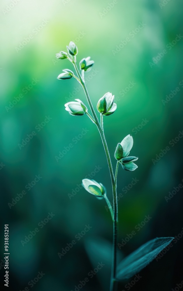 Delicate green plant with budding flowers in a serene, soft-focus background, perfect for nature-themed projects. Delicate green plant with budding flowers in a serene, soft-focus background, perfect for nature-themed projects.