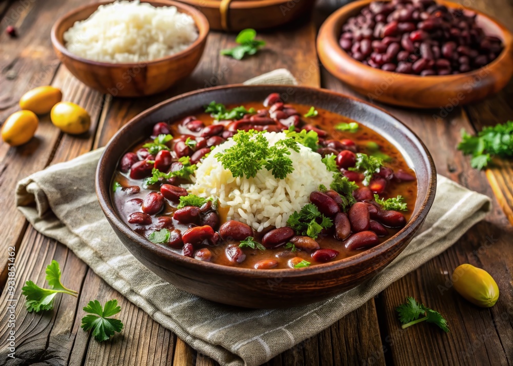 Rustic Creole Comfort: Deep red beans, soft rice, earthy seasoning, cozy atmosphere Rustic Creole Comfort: Deep red beans, soft rice, earthy seasoning, cozy atmosphere