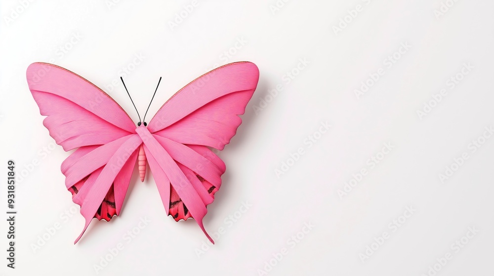 Butterfly with Pink Ribbon Wings Butterfly with wings shaped like pink ribbons , 3d illustration Butterfly with Pink Ribbon Wings Butterfly with wings shaped like pink ribbons , 3d illustration