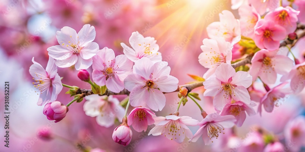 Sakura Blossom Burst: Floral, Delicate, Pink, Spring Sakura Blossom Burst: Floral, Delicate, Pink, Spring