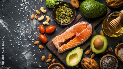 Wallpaper Mural A healthy and delicious meal featuring salmon, avocado, nuts, and seeds. Torontodigital.ca