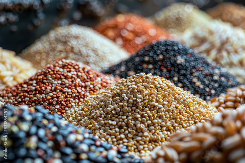 Colorful mixed grains display textures