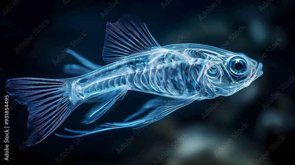 Ethereal Transparency:A Fish's Intricate Anatomy in Softly Illuminated Waters Ethereal Transparency:A Fish's Intricate Anatomy in Softly Illuminated Waters
