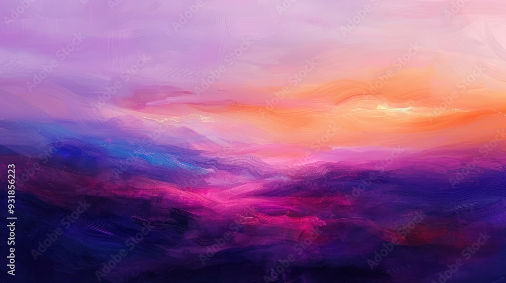 Fototapeta premium A dreamy landscape of abstract paint, where purple