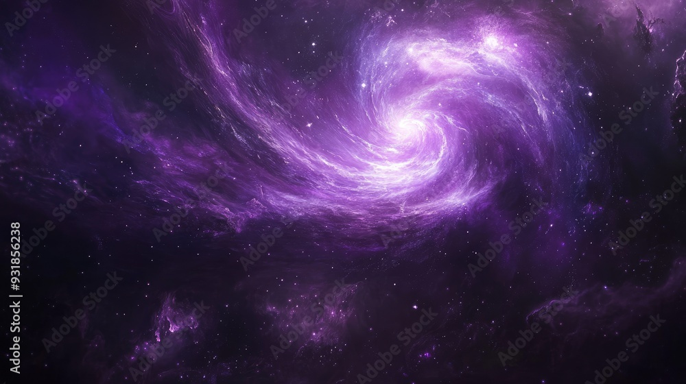 A purple galaxy with swirling stars and nebulae, creating a mesmerizing outer space scene A purple galaxy with swirling stars and nebulae, creating a mesmerizing outer space scene
