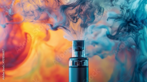 Vape device with colorful smoke background