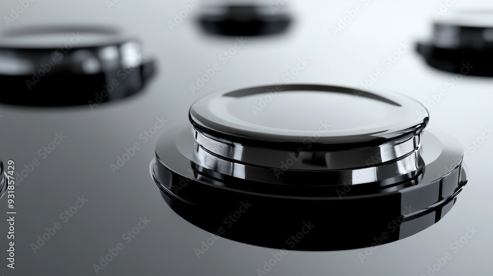 Black glass stove against a white background. Black glass stove against a white background.