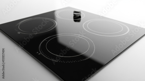 Black glass stove against a white background. photo