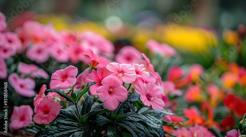 Spring Pink Flower Bed Blooming Mount Annan Botanical Gardens Sydney : Generative AI photo