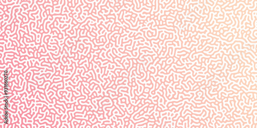 Abstract Reaction-diffusion or Turing pattern natural texture in coral pink gradient colour scheme. Linear design with biological shapes.Organic lines in memphis. abstract turing organic wallpaper.	

