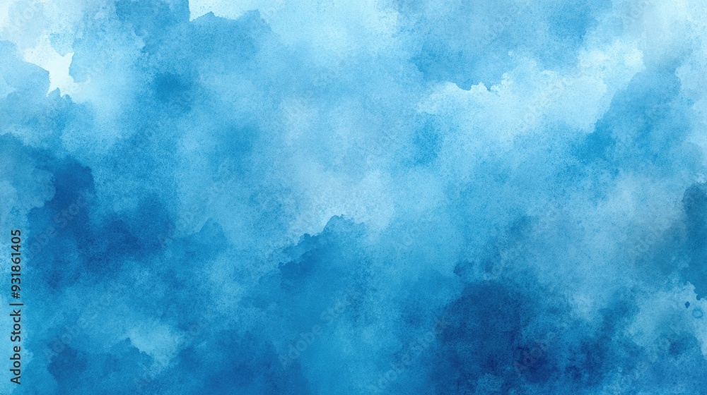 Fototapeta premium Blue watercolor wash background with subtle gradients and texture