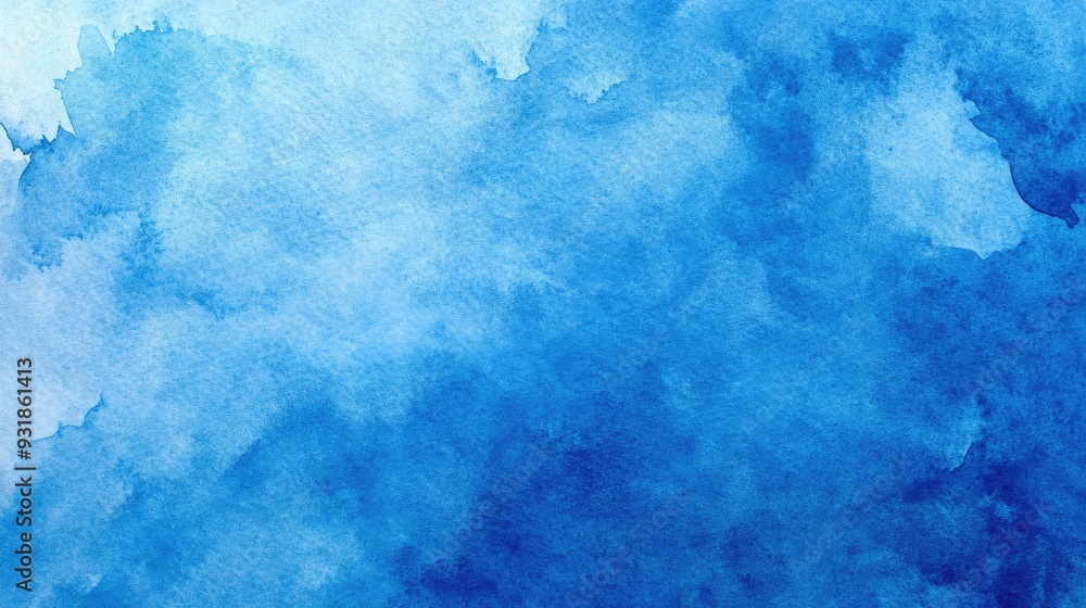 Blue watercolor wash background with subtle gradients and texture Blue watercolor wash background with subtle gradients and texture