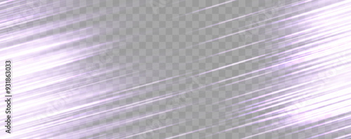 Speed rays, velocity light neon flow, zoom in motion effect, purple glow speed lines, colorful light trails, stripes. Abstract background, vector illustration.