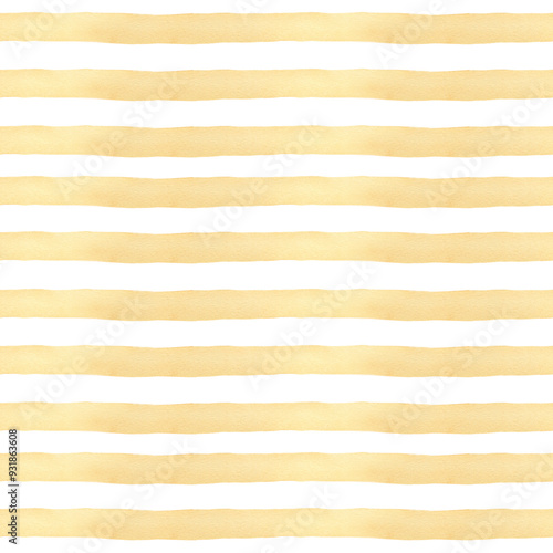 Yellow stripes pattern. Watercolor hand drawn background in pastel colors for fabric texture, wallpaper, home decor prints