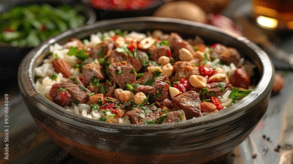 Lamb Ouzi with Rice, Nuts, and Aromatic Spices Lamb Ouzi with Rice, Nuts, and Aromatic Spices