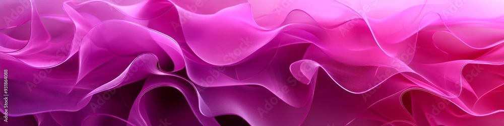 Fototapeta premium Elegant 3D Abstract: Curved Pink-Violet Translucent Ruffles, Layers, and Folds. Modern Artistic UI Design for Web Posters and 4K Wallpapers. AI-Generated Creative Pattern for Fashion Marketing and Sty