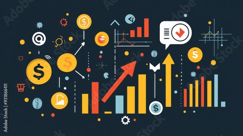 Visual guide for increasing revenue in trading, with icons and arrows showing progress