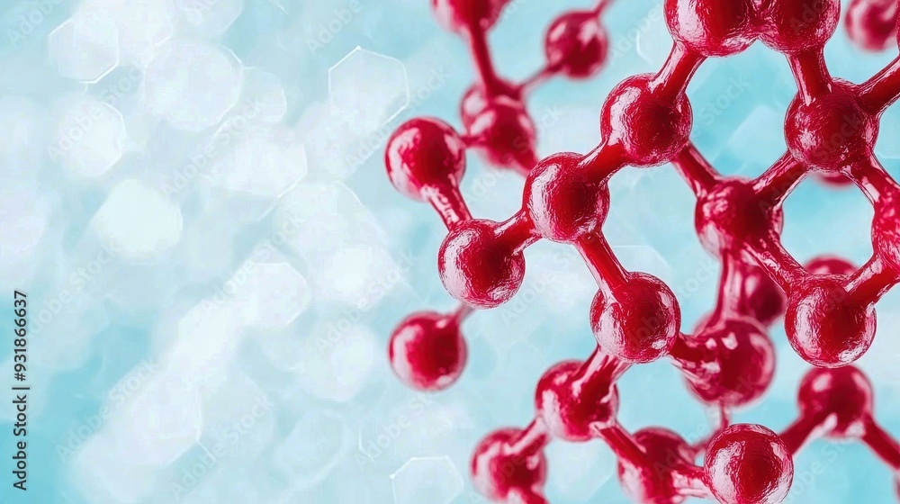 Close-up of a red molecular structure on a soft blue background, symbolizing scientific research and innovation. Close-up of a red molecular structure on a soft blue background, symbolizing scientific research and innovation.