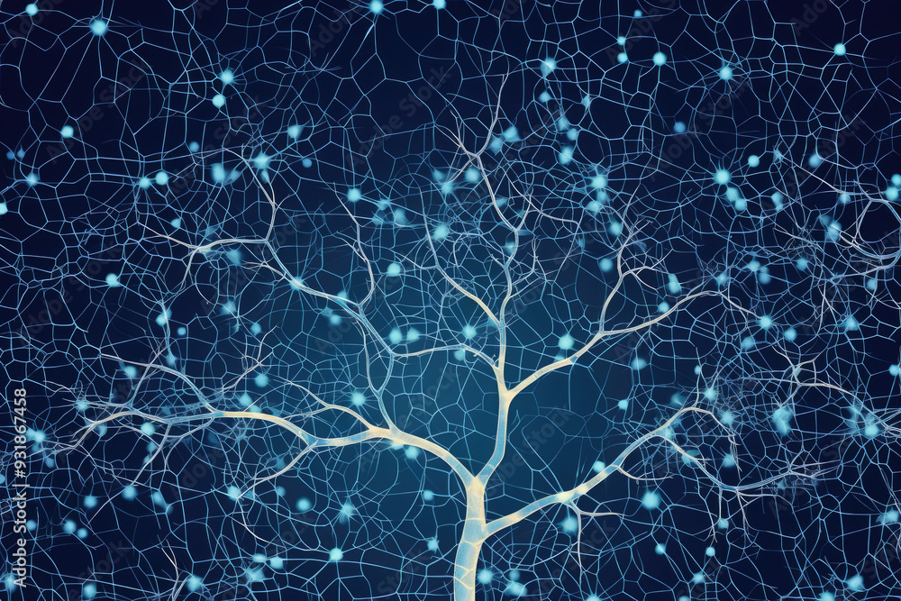 generated illustration of Microscopic view of nerve cells in the brain. Close up view generated illustration of Microscopic view of nerve cells in the brain. Close up view
