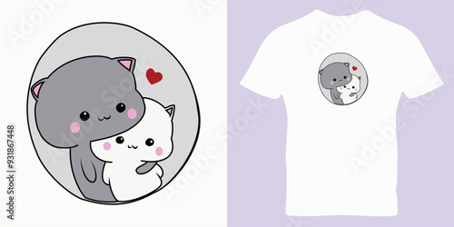 Cute Valentine kitten, Lovely cat vector illustration, cute cat t shirt design, nice Cartoon. 
nice vector t-shirt, happy cute, art, animals, kittens, pets, graphics, cats,