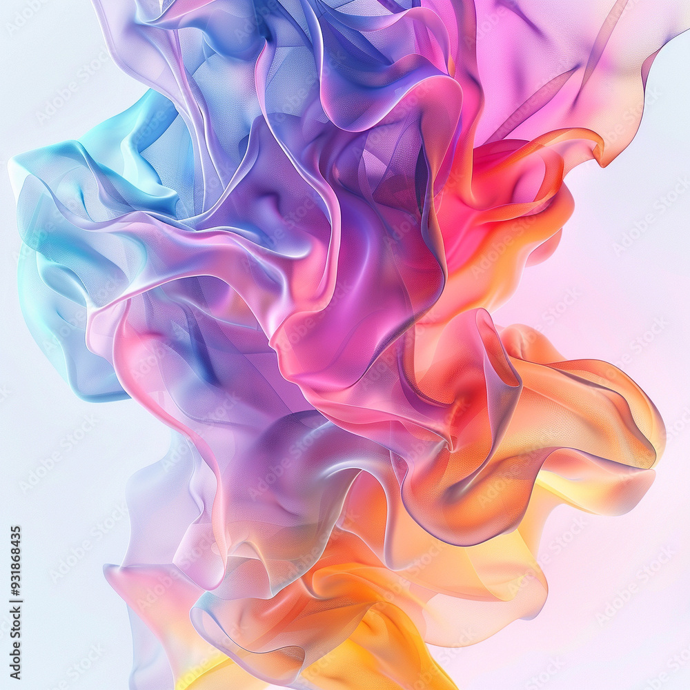 Obraz premium abstract colorful vibrant fluid art design texture pattern gradient flowing blurry smooth wave digital decor purple pink blue orange dynamic ethereal wavy 