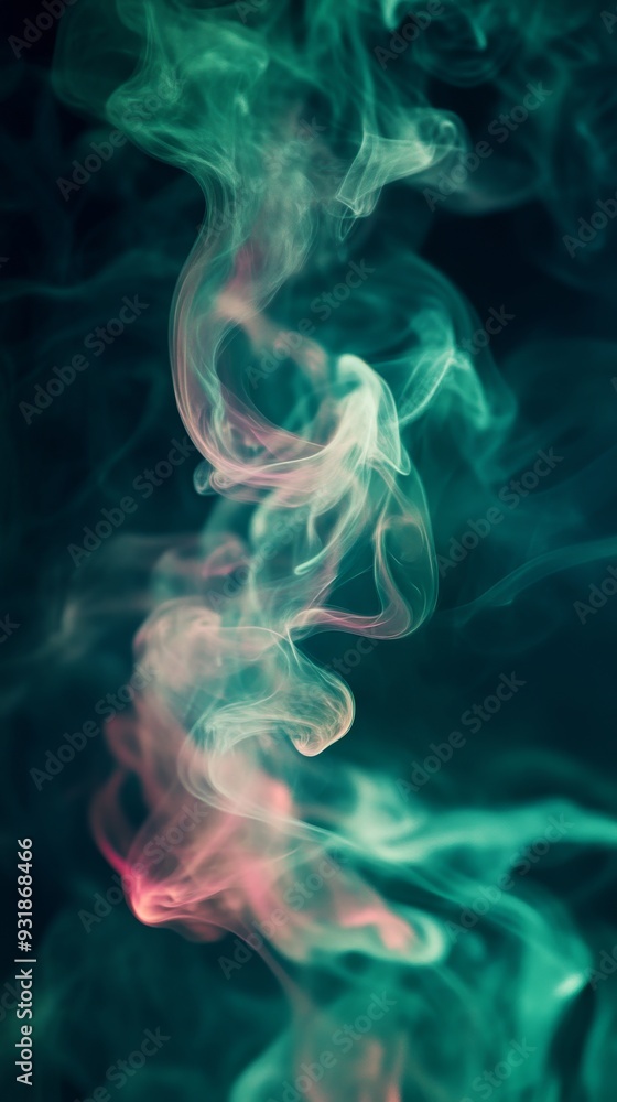 Colorful smoke swirls against dark background Colorful smoke swirls against dark background