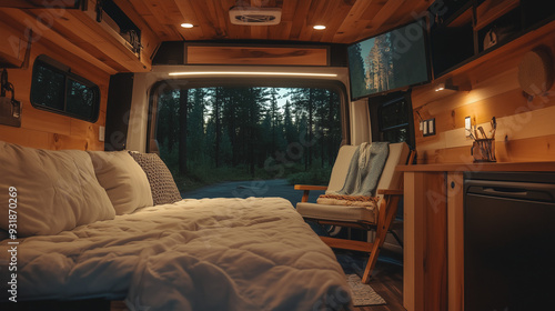 interior of a travel van - van life