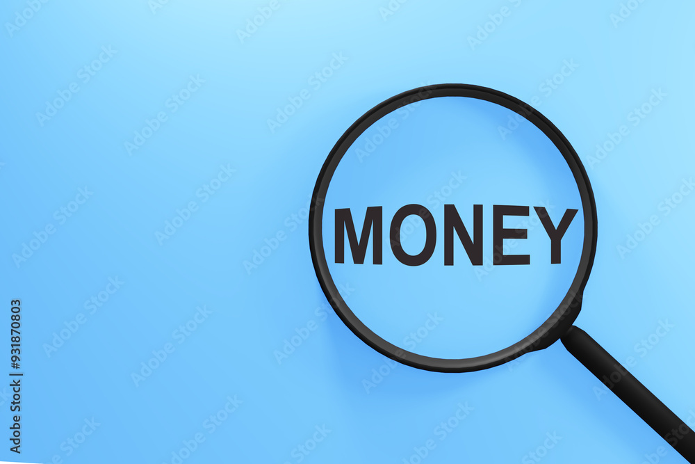 A close-up view of a magnifying glass hovering over the word money, emphasizing the act of examining financial documents or currency. A close-up view of a magnifying glass hovering over the word money, emphasizing the act of examining financial documents or currency.
