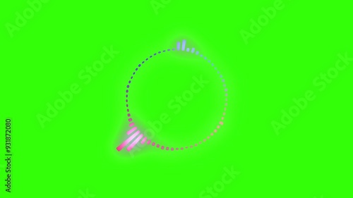 glowing neon, audio spectrum with alpha effect on green screen, 4-color