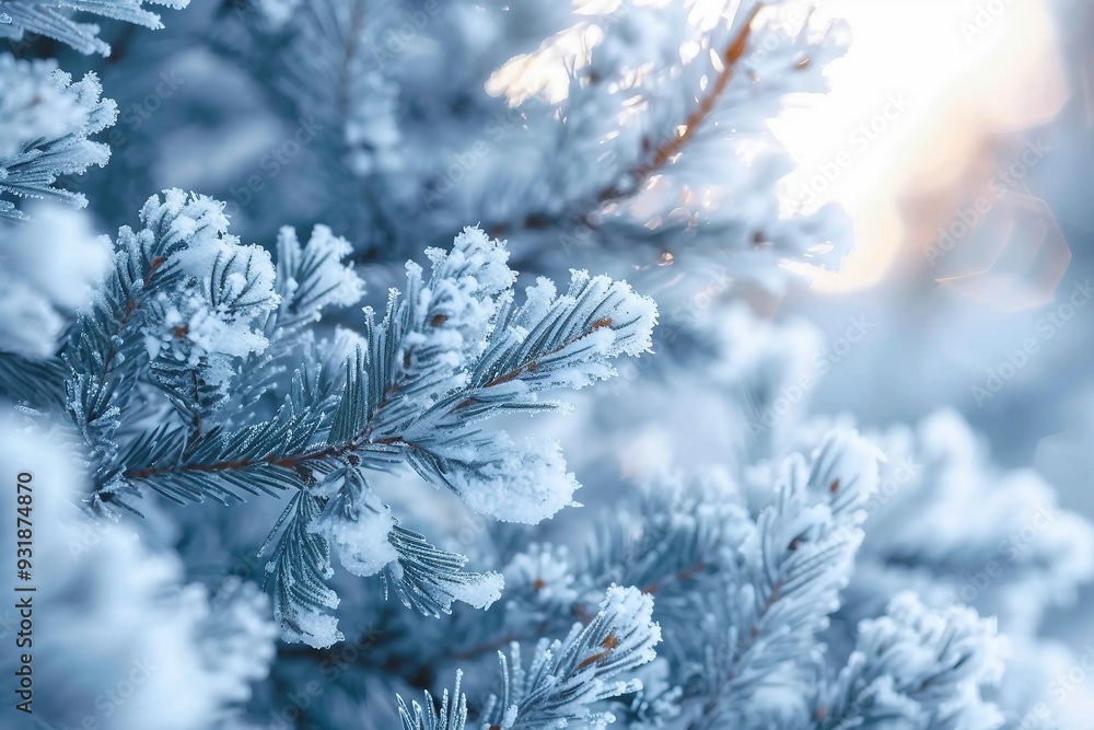 Frosty Spruce Branches.Outdoor frost scene. Snow winter background. Nature forest light landscape. Beautiful tree and sunrise sky. Sunny, snowy, scenic, snowfall Frosty Spruce Branches.Outdoor frost scene. Snow winter background. Nature forest light landscape. Beautiful tree and sunrise sky. Sunny, snowy, scenic, snowfall