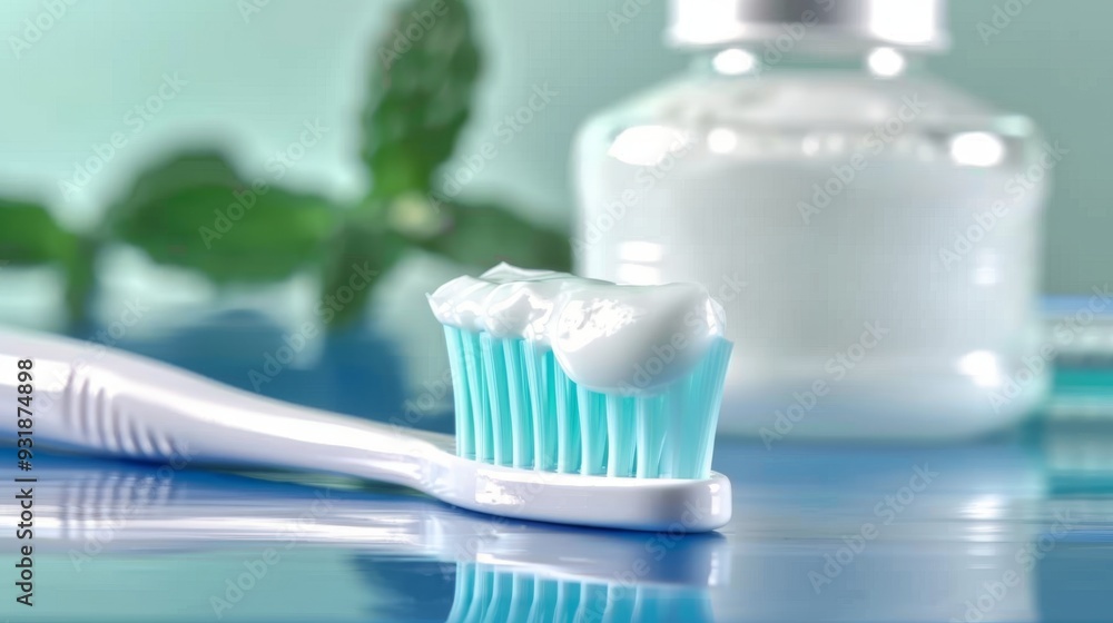 toothbrush on the table with toothpaste and toothpaste tube toothbrush on the table with toothpaste and toothpaste tube